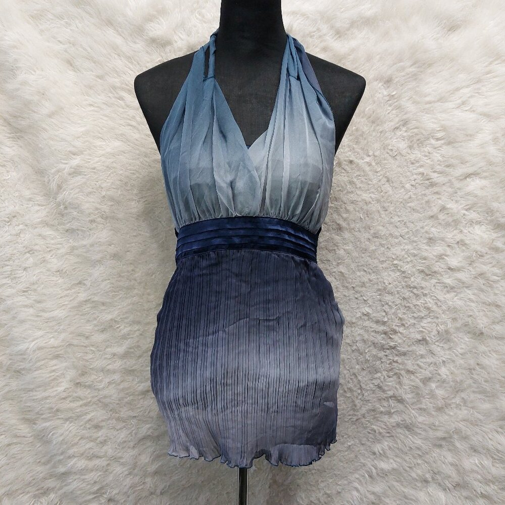 ICHI Women's Blue Water Colour Halter Neck Tank Top One size
